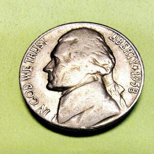 1958-D Jefferson Nickel In Very Good Circulated Condition. Item #5091